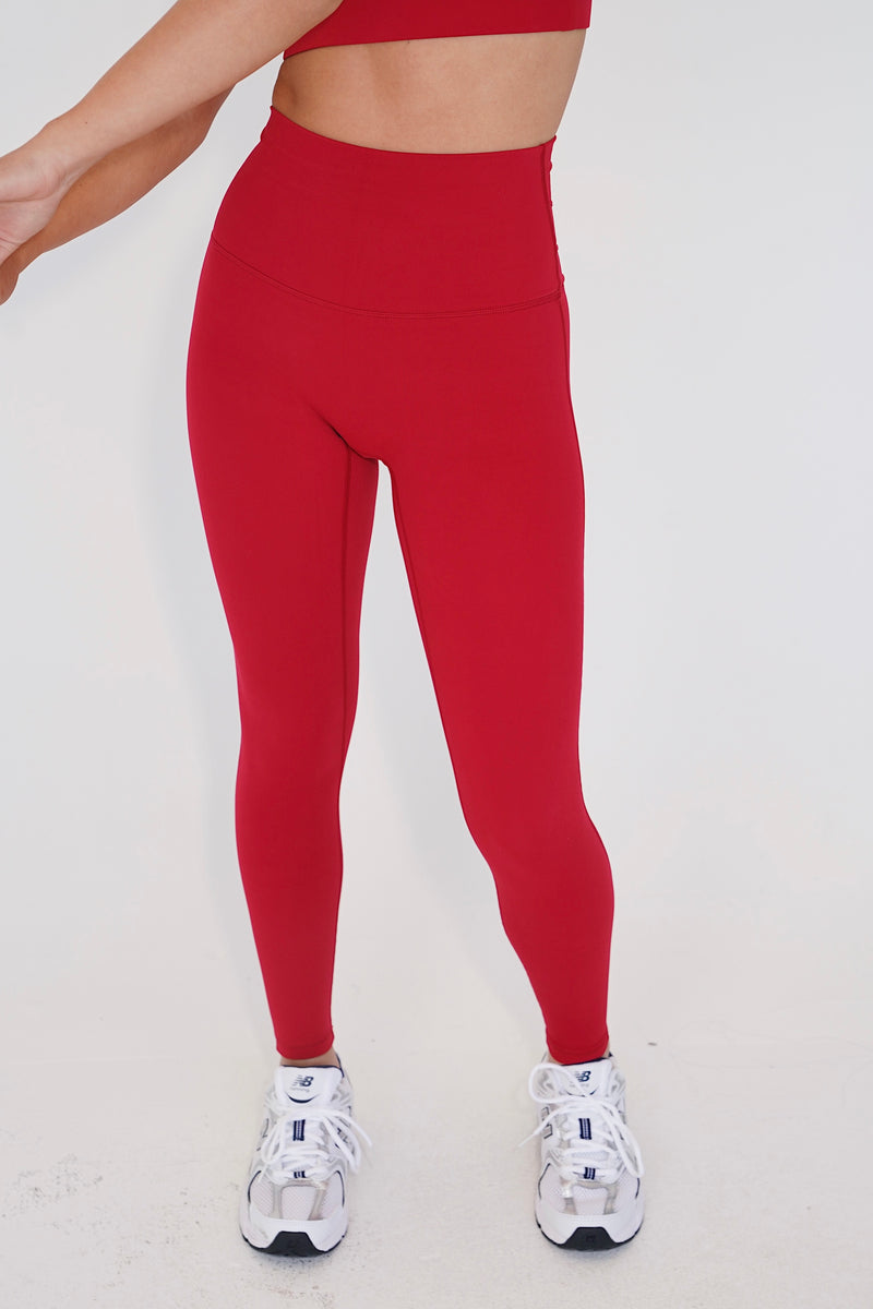 I am Beautifully Radiant Quick Dry Red Yoga Legging alt