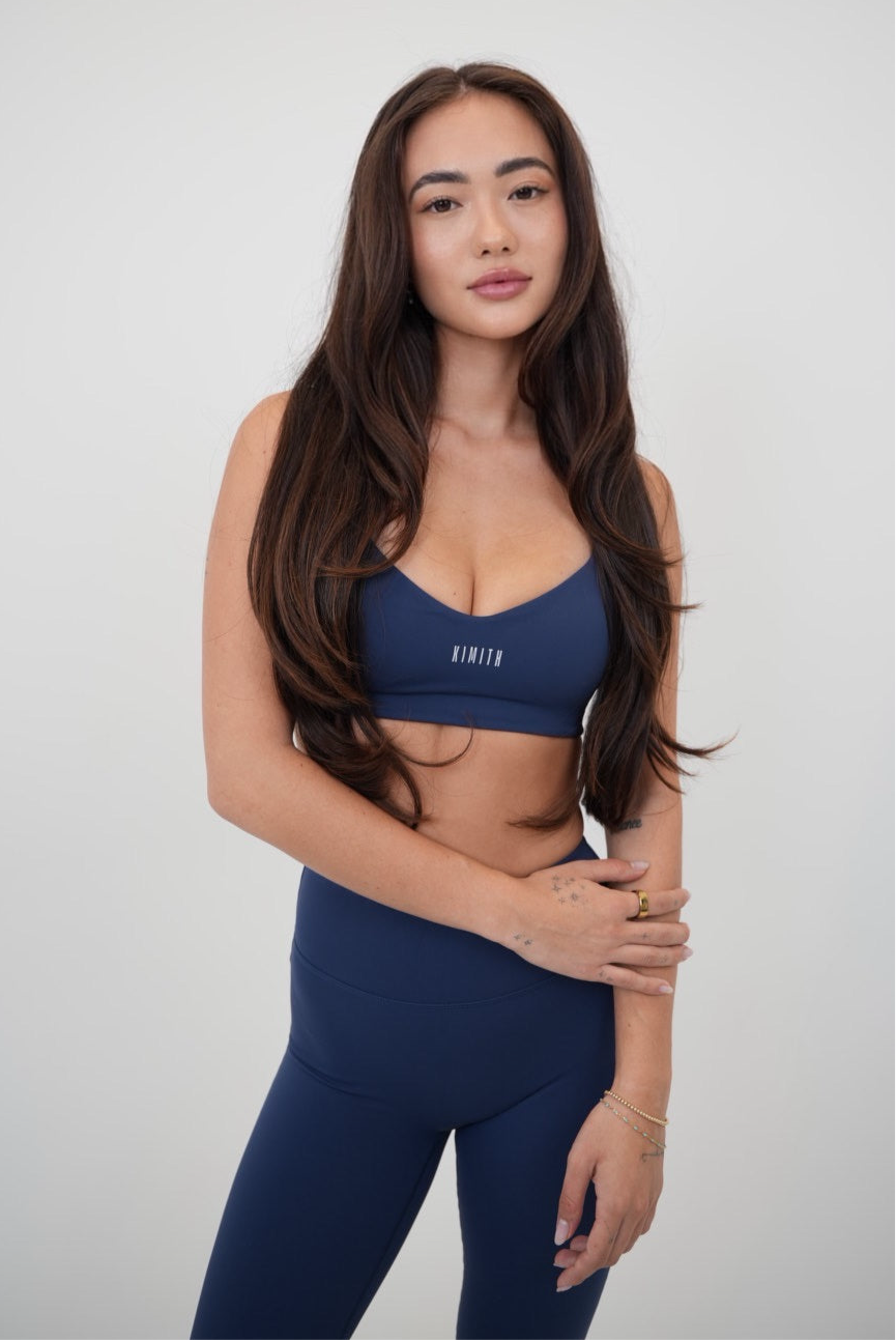 I Live in Luxury Navy Blue Sports Bra 1