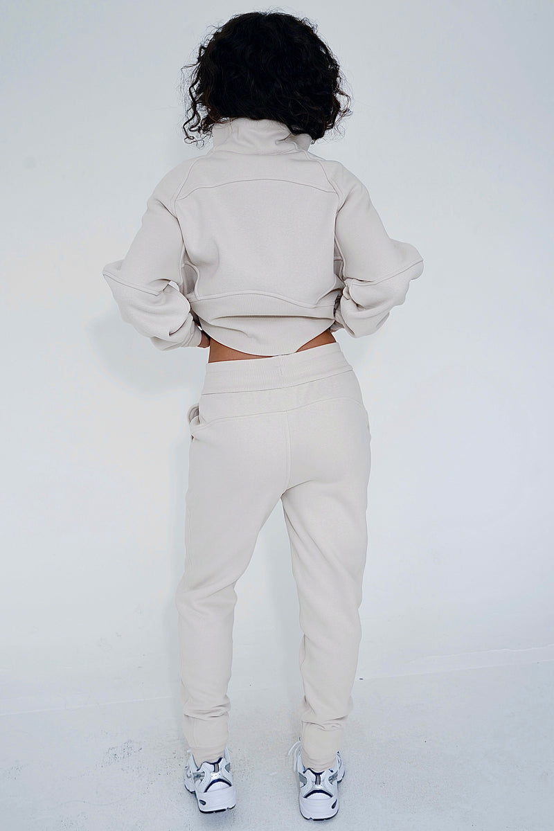 I Make Good Decisions Drawstring Warm Plush Light Beige Jogger Sweatpants alt