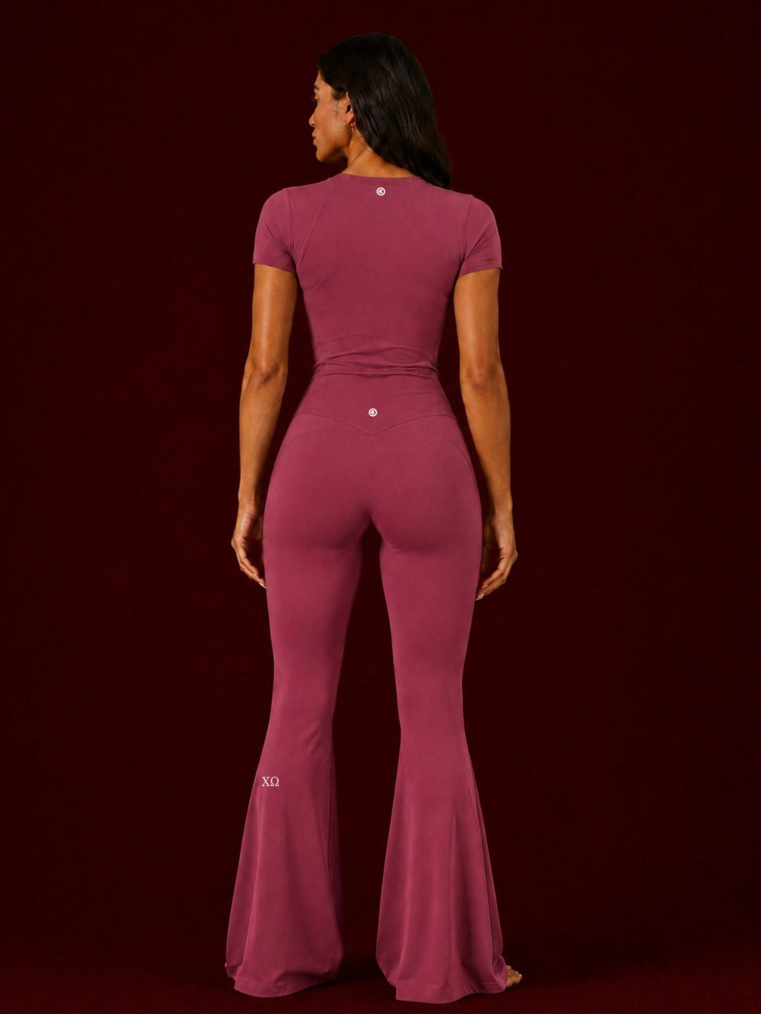 * SORORITY ADD ON * CHI OMEGA I Trust My Heart Rosewood Red Flare Pants 2