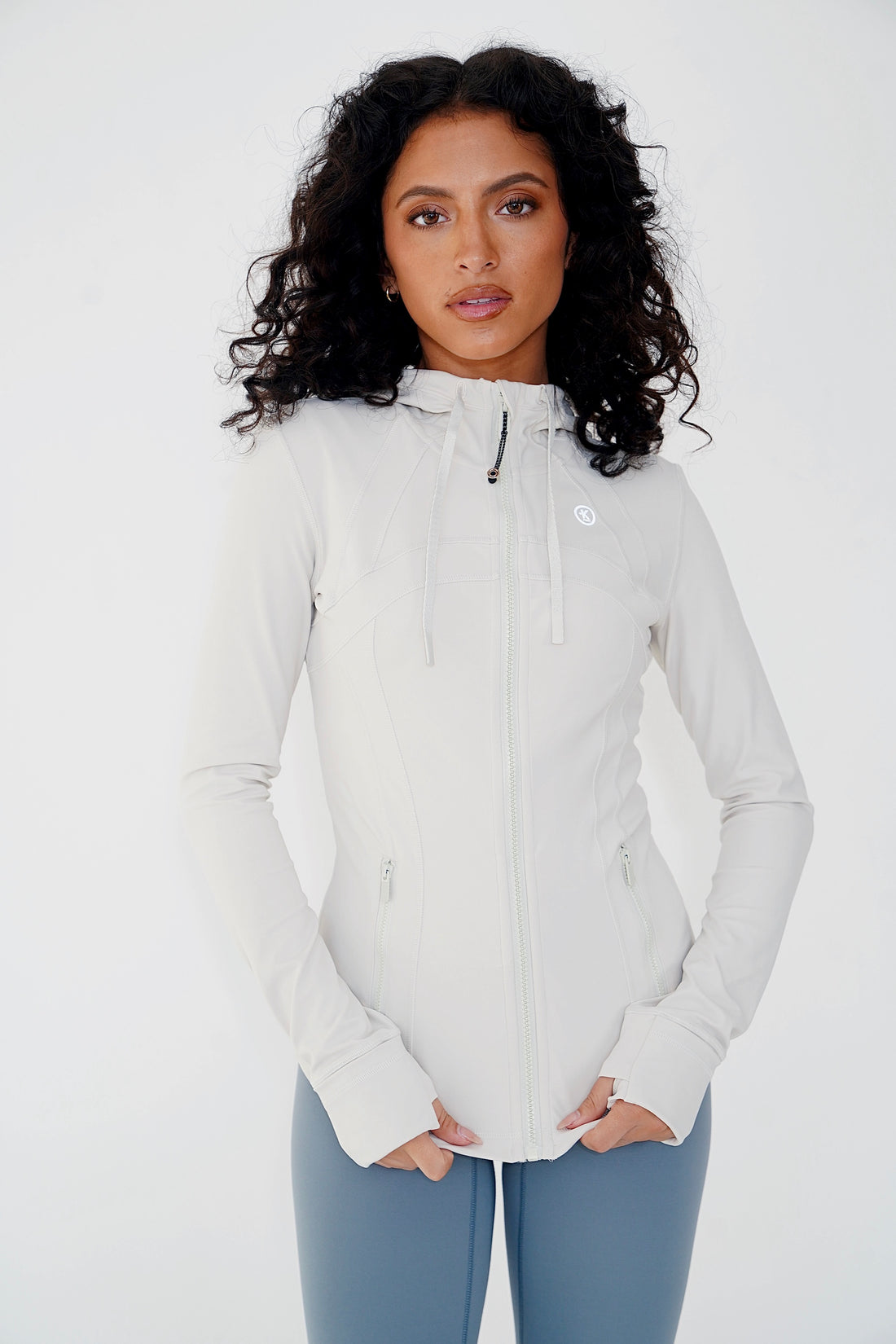 I am Focused Buttery Soft Full Zip White Hooded Sports Jacket