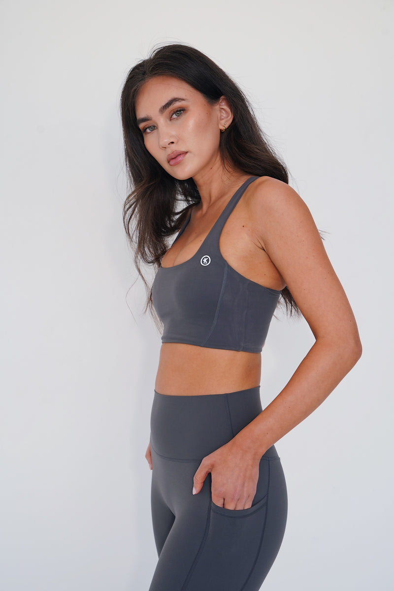 The More I Give, The More I Receive Calming Gray Comfort Stretch Sports Bra alt