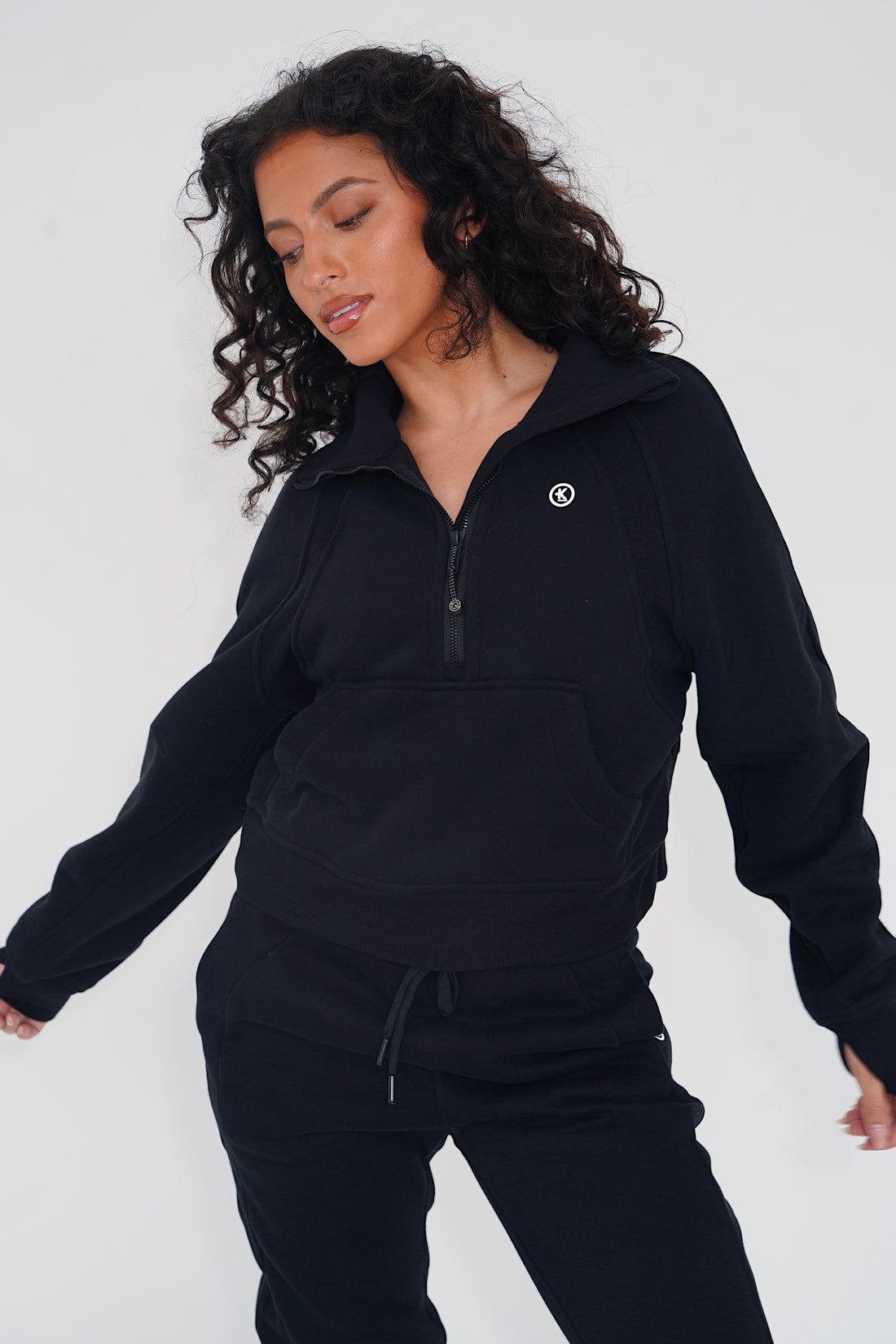 I Make Good Decisions Loose Fit Half Zip Black Fleece Sweater