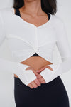 I Release Doubt Buttery Soft White Long Sleeve Crop Top