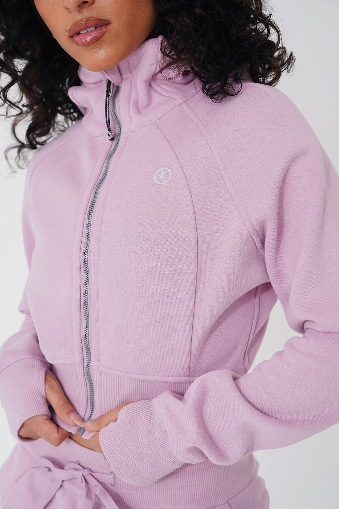 I Make Good Decisions Warm Plush Full Zip Pink Cropped Fleece Jacket