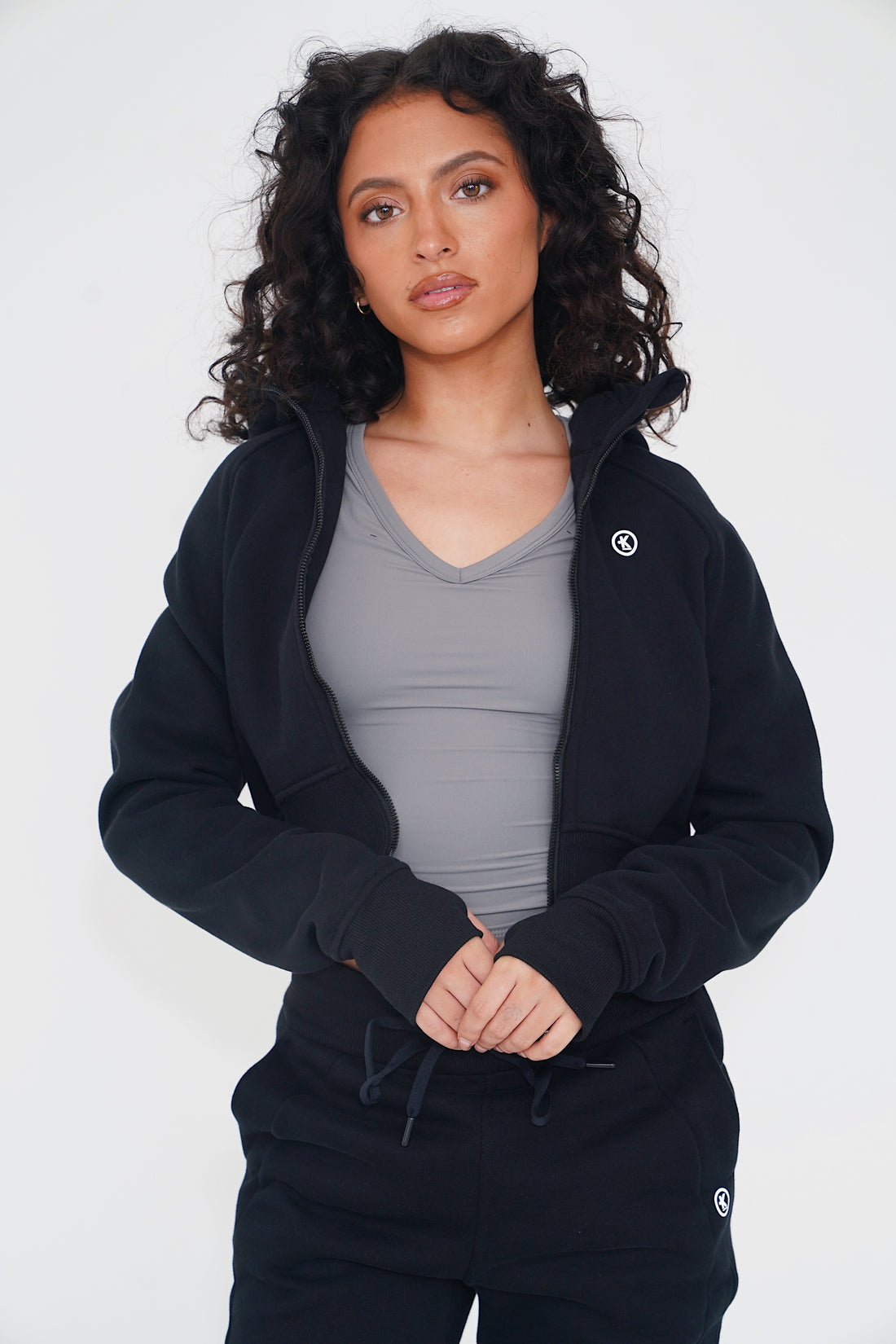 I Make Good Decisions Warm Plush Full Zip Black Cropped Fleece Jacket