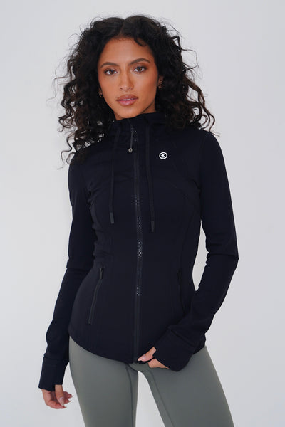 I am Focused Buttery Soft Full Zip Black Hooded Sports Jacket