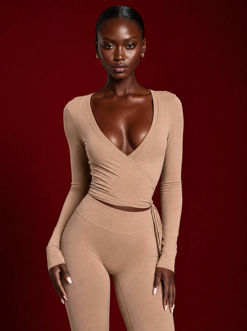 My Energy is Pure Caramel Wrap Top alt