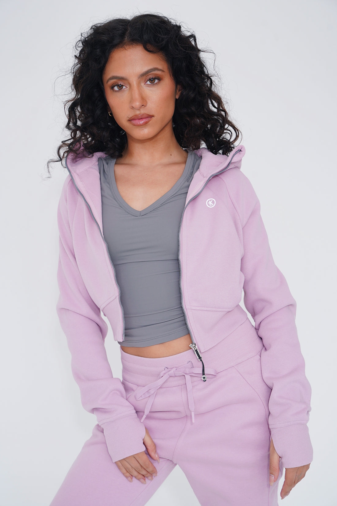 I Make Good Decisions Warm Plush Full Zip Pink Cropped Fleece Jacket