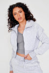 I Make Good Decisions Warm Plush Full Zip Gray Cropped Fleece Jacket