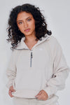 I Make Good Decisions Loose Fit Half Zip Light Beige Fleece Sweater