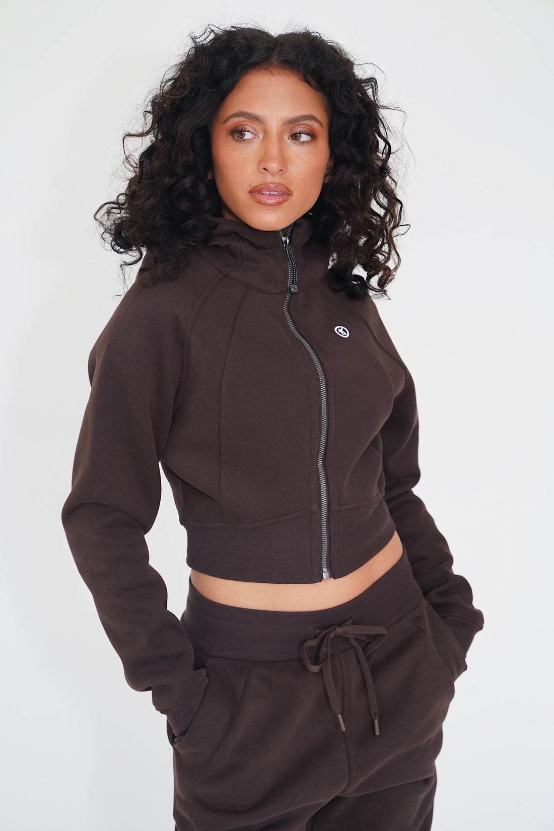 I Make Good Decisions Warm Plush Full Zip Espresso Brown Cropped Fleece Jacket