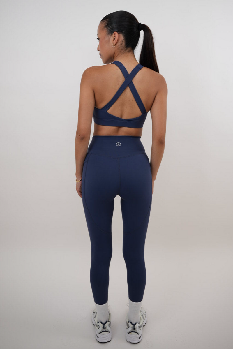 I Am Glowing Navy Blue Quick Dry Butter Legging alt