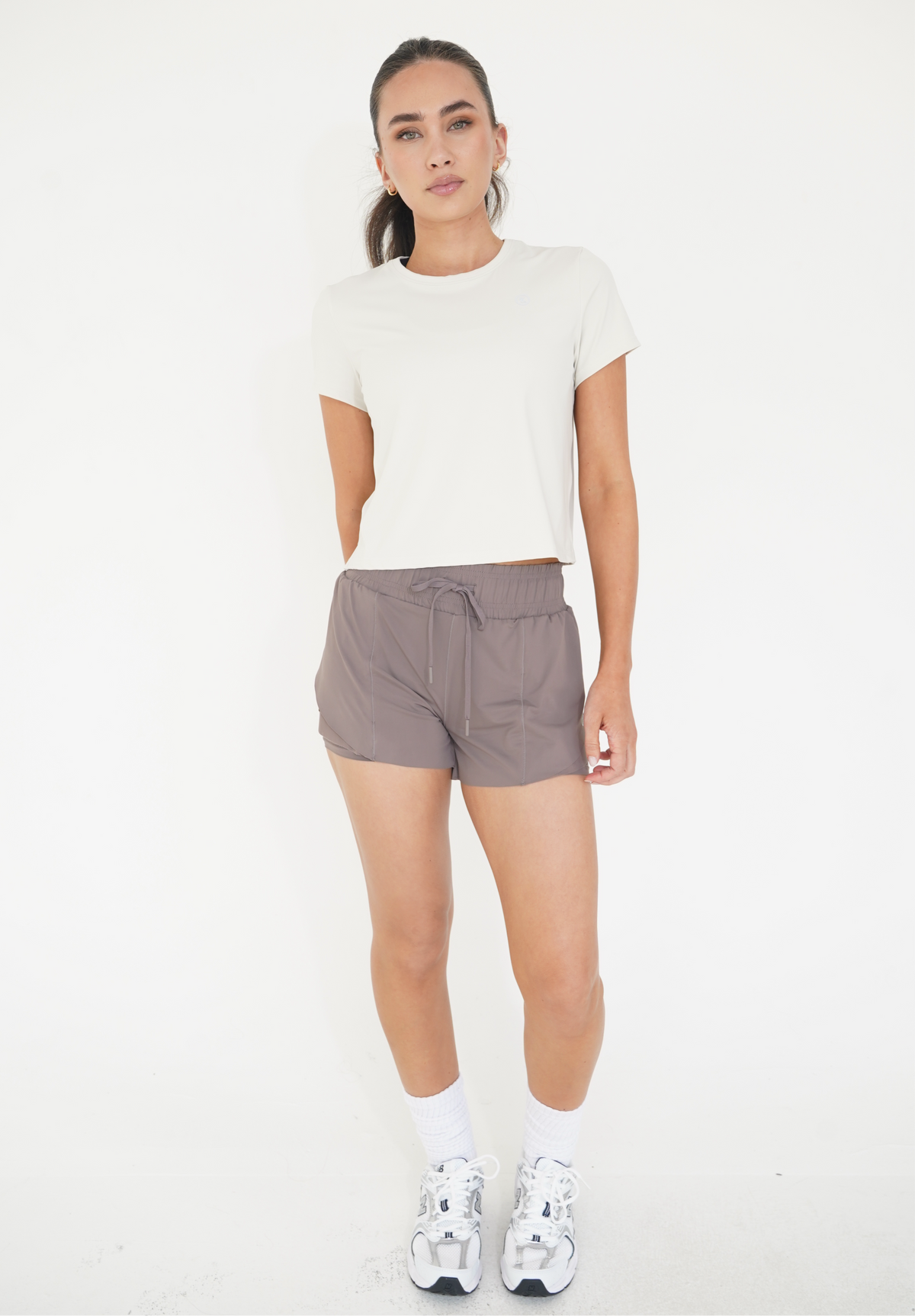 I Have Hope Mesh Trim  Running Short in Taupe 4