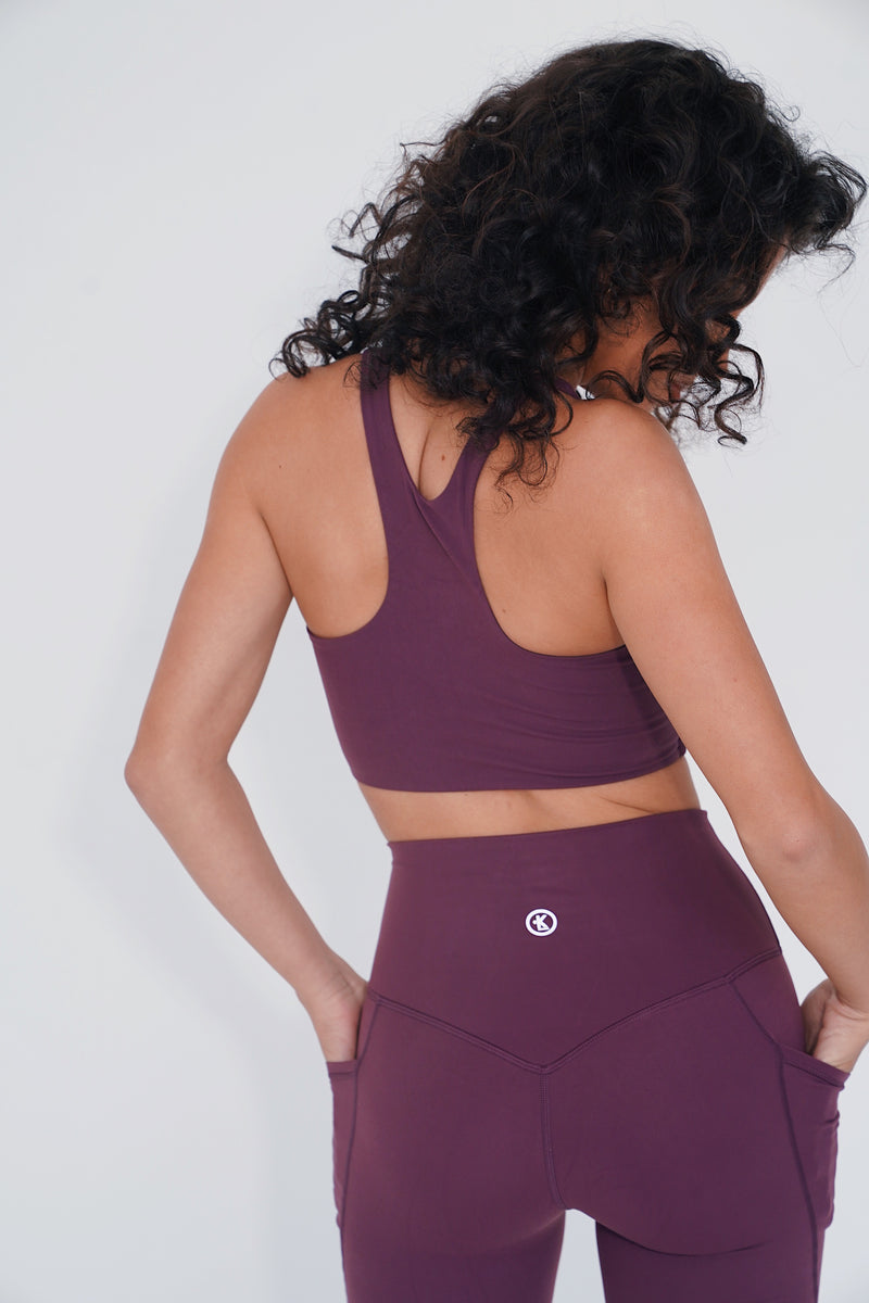 The More I Give, The More I Receive Elegant Plum Comfort Stretch Sports Bra alt