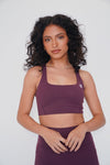 The More I Give, The More I Receive Elegant Plum Comfort Stretch Sports Bra