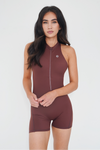 I am Limitless Zipper Bodysuit in Chocolate