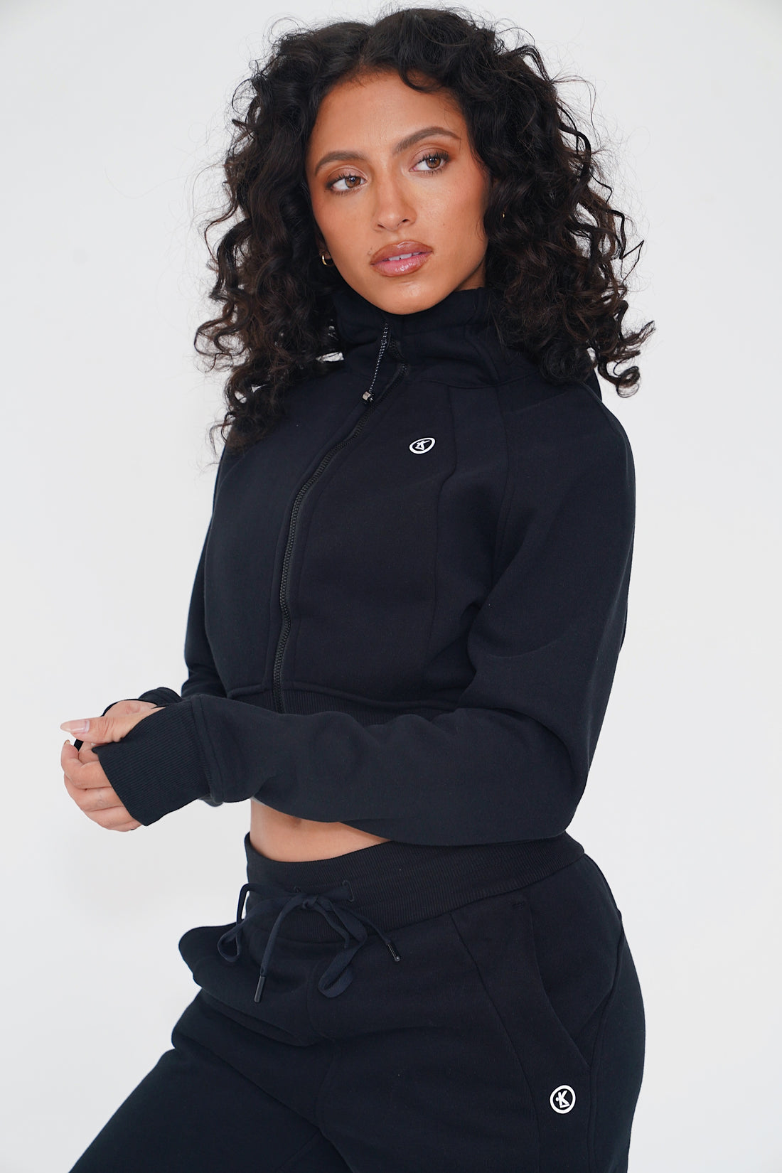 I Make Good Decisions Warm Plush Full Zip Black Cropped Fleece Jacket