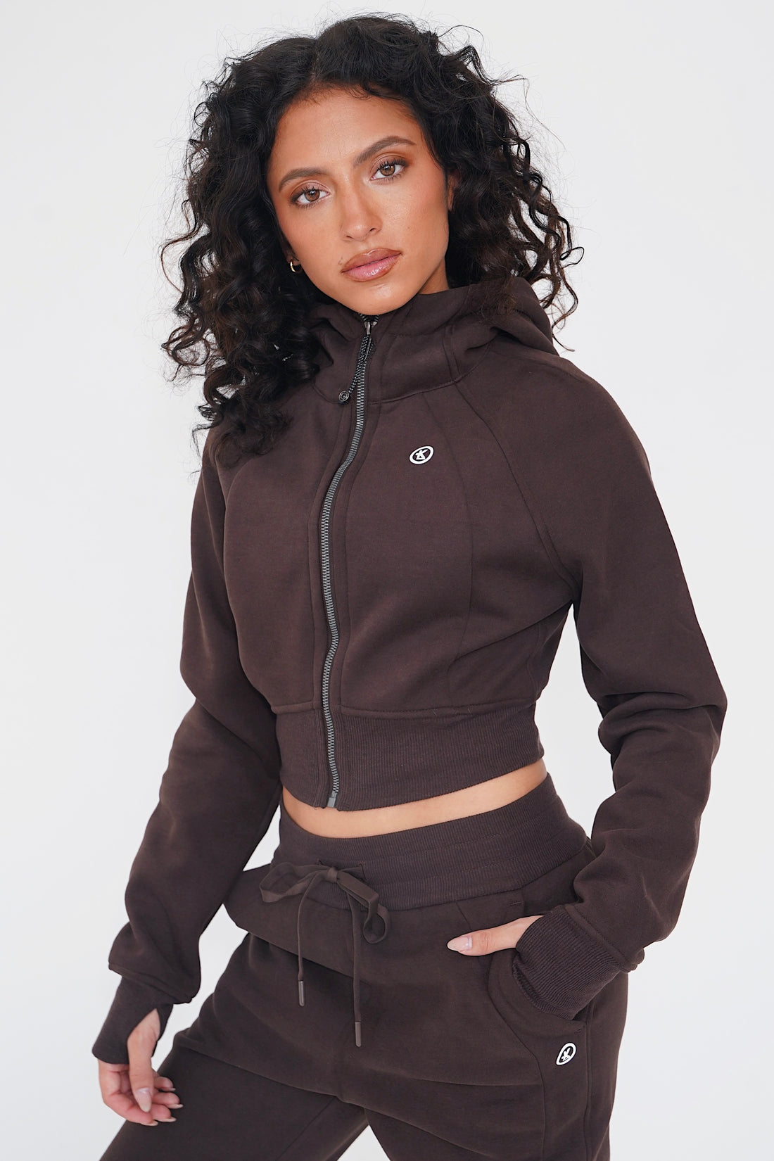 I Make Good Decisions Warm Plush Full Zip Espresso Brown Cropped Fleece Jacket