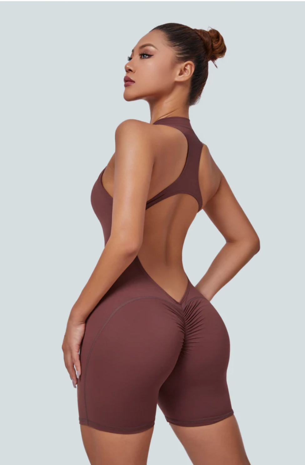 I am Limitless Zipper Bodysuit in Chocolate