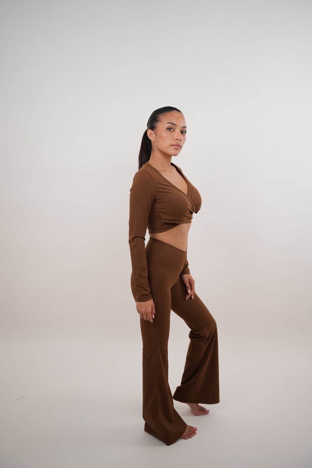 I Am Present Brown Stretch Flare Legging 5