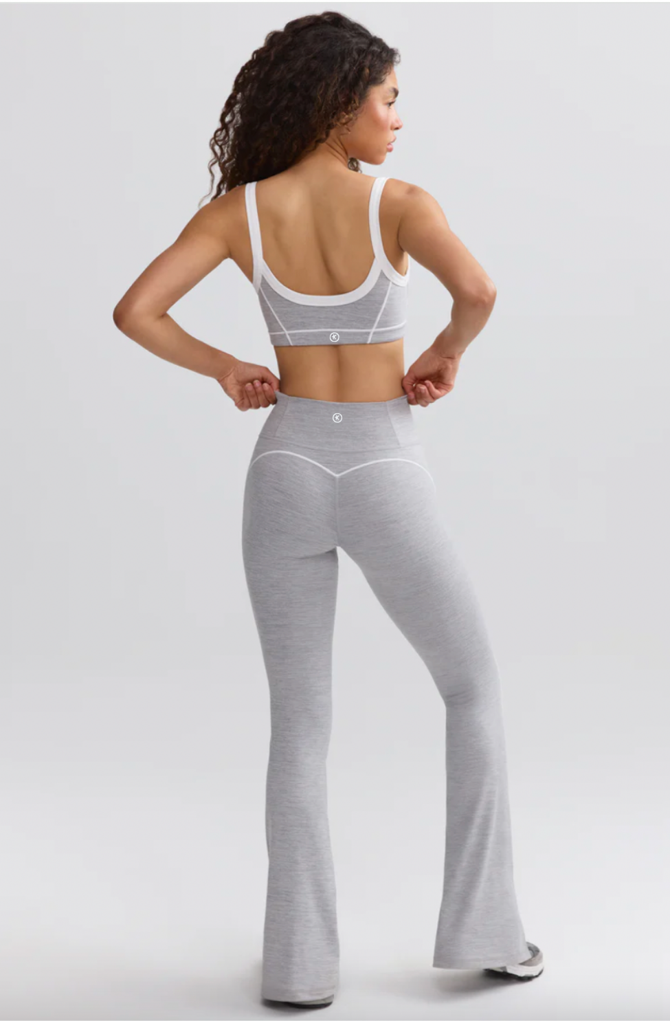 I Am Very Mindful Soft Active Contrast-Trim Sports Bra in Gray PREORDER