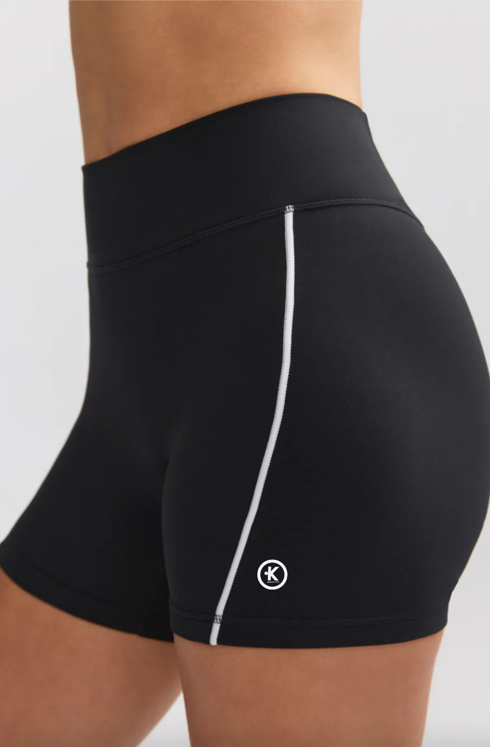 I Am Very Mindful Soft Active Contrast-Trim Mini Shorts in Black PREORDER