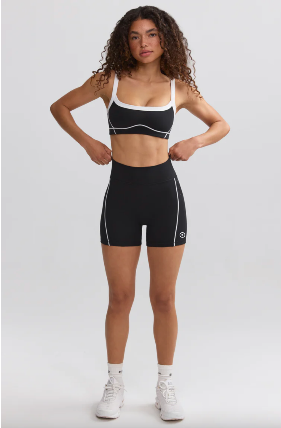 I Am Very Mindful Soft Active Contrast-Trim Sports Bra in Black PREORDER