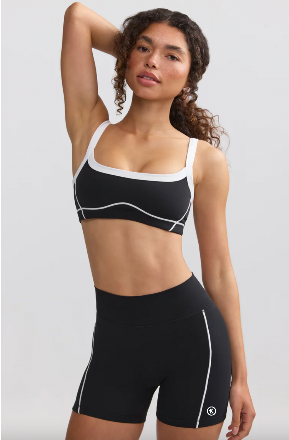 I Am Very Mindful Soft Active Contrast-Trim Sports Bra in Black PREORDER