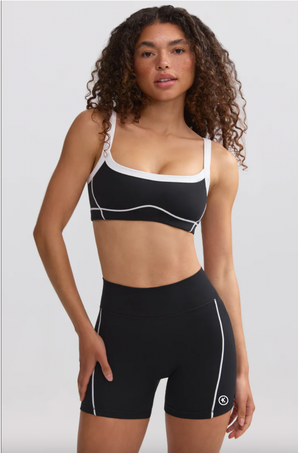 I Am Very Mindful Soft Active Contrast-Trim Sports Bra in Black PREORDER