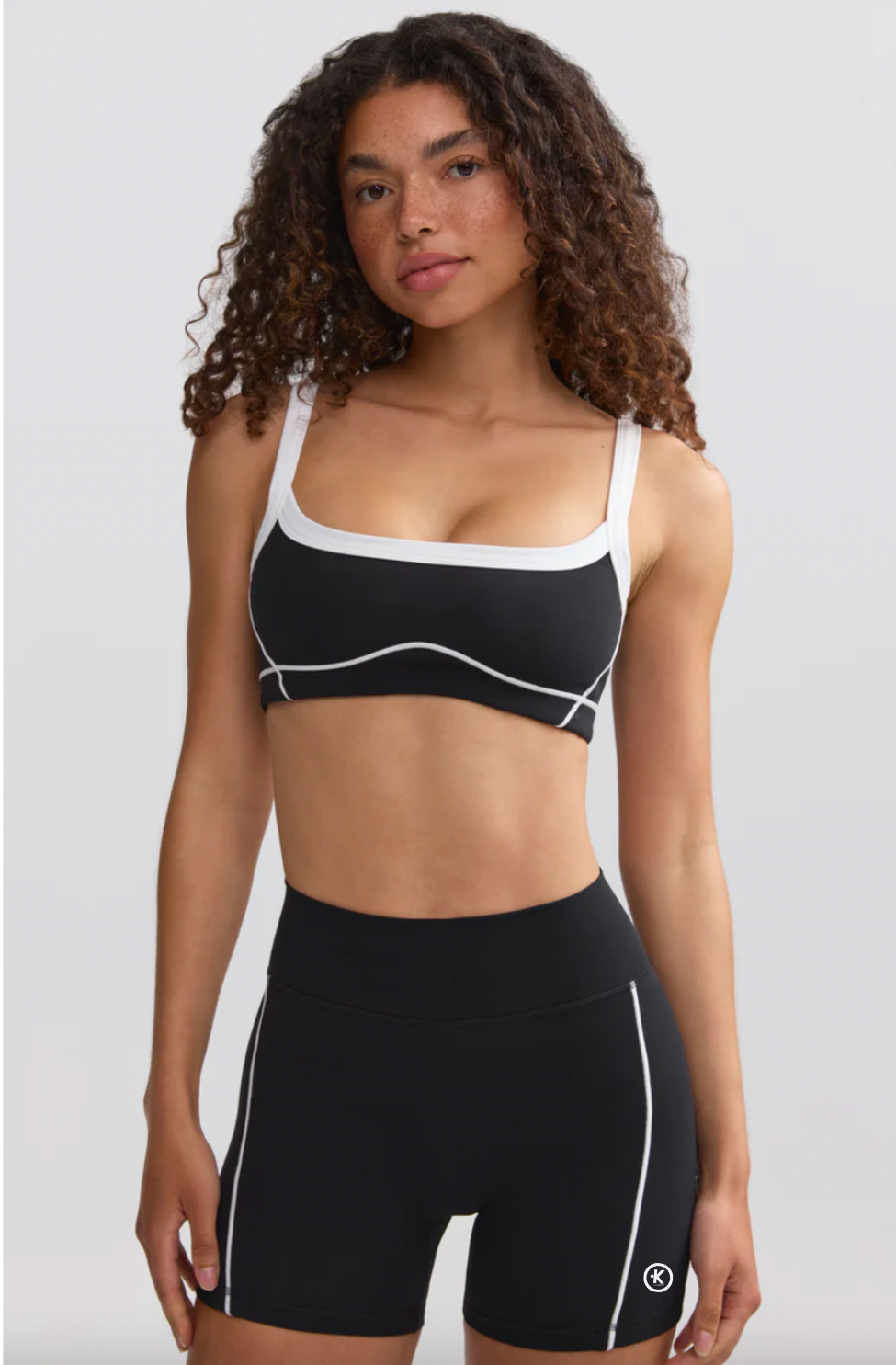 I Am Very Mindful Soft Active Contrast-Trim Sports Bra in Black PREORDER