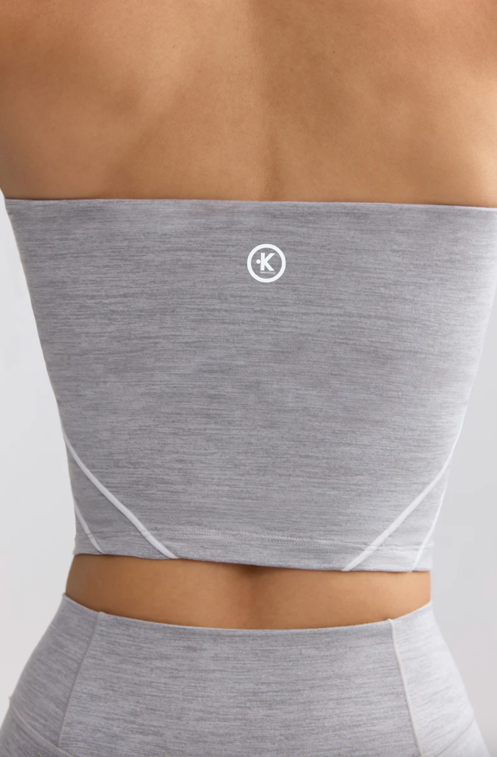 I Am Very Mindful Soft Active Contrast-Trim Bandeau Top in Gray PREORDER