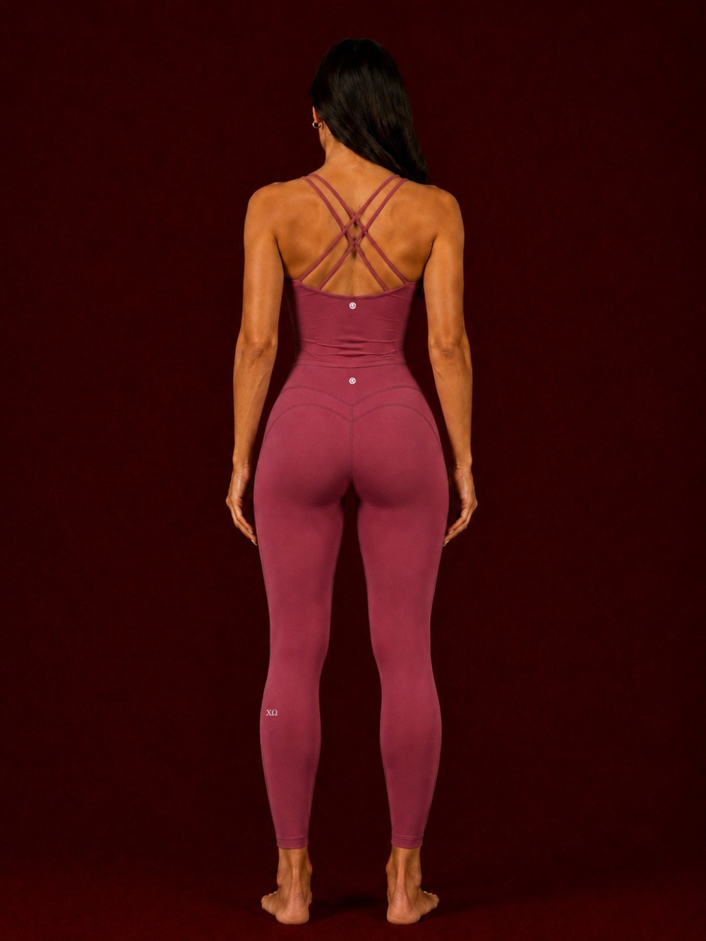 * SORORITY ADD ON * (CHI OMEGA)  I Trust My Heart Rosewood Red Leggings 2