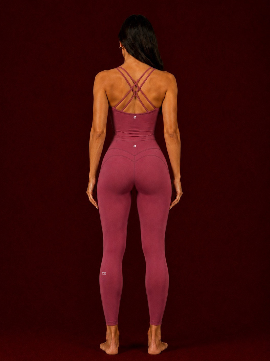 * SORORITY ADD ON * (CHI OMEGA)  I Trust My Heart Rosewood Red Leggings 2
